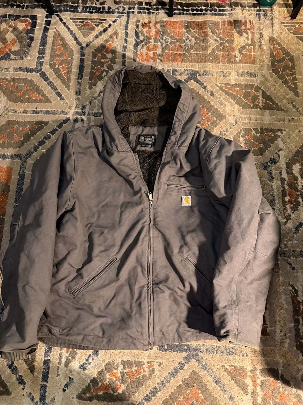 Carhartt Relaxed Fit Sherpa-Lined Hooded Jacket DJ4392-M Gray Size 2XL